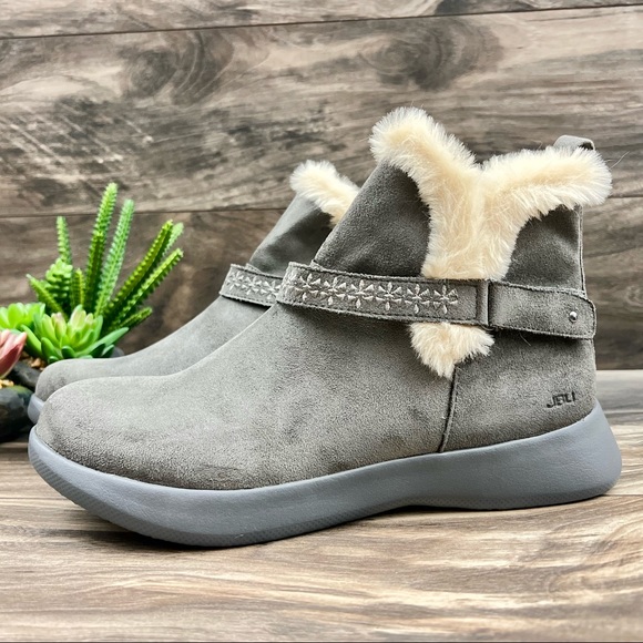 NIB JBU Jambu Nordic Faux Fur Lined Ankle Boots Bootie Grey - Picture 4 of 13